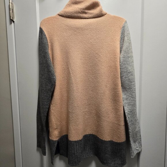POINT ZERO Women's Color Block Turtleneck Long Sleeves Sweater - Grey/Pink P/S - Picture 11 of 13